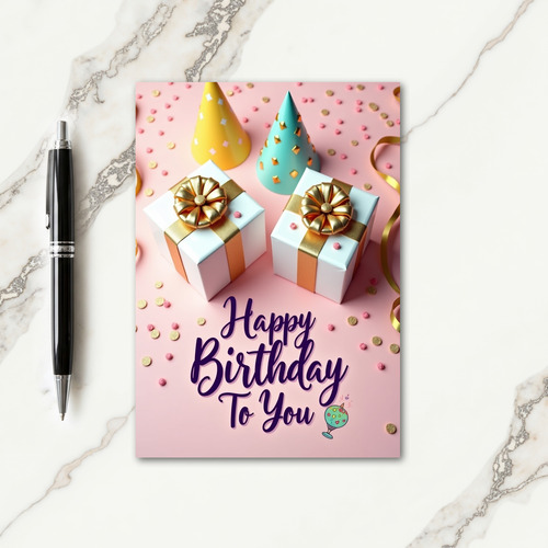 Pink Flat Lay Birthday Card