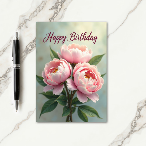 Pink Floral Birthday Card