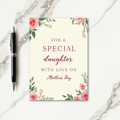 Pink Floral Daughter Card