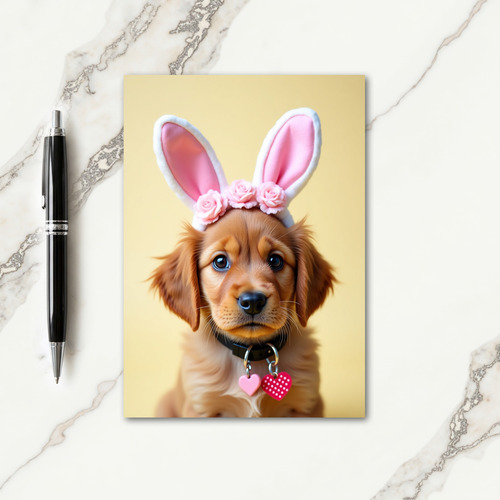 Pink Floral Dog Heart Charms Card