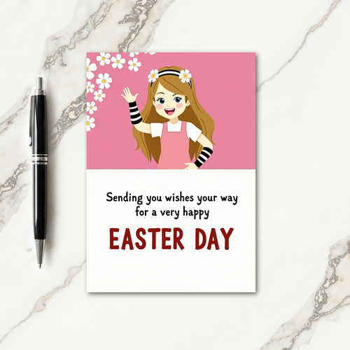 Pink Floral Easter Day Card
