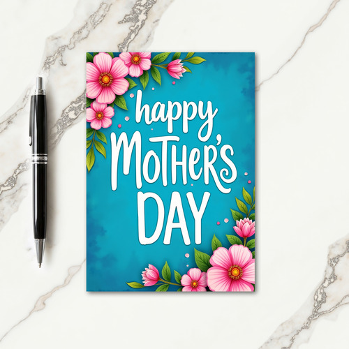 Pink Floral Happy Mothers Day Card