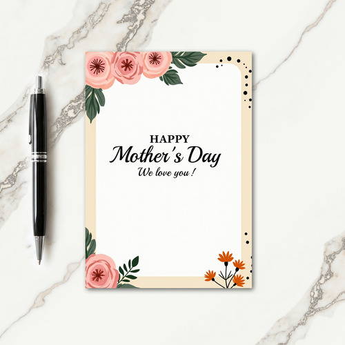 Pink Floral Mothers Card