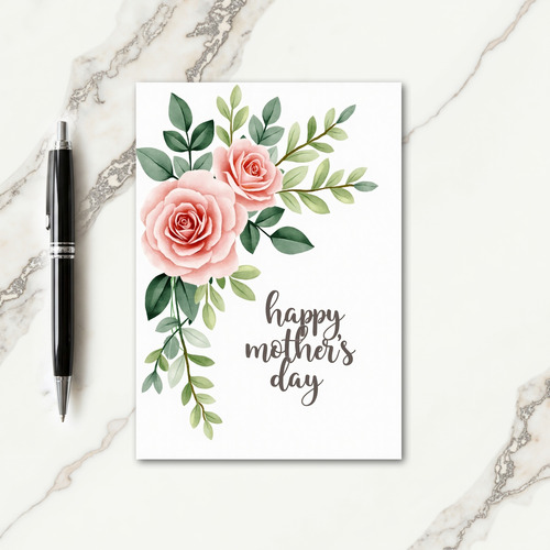 Pink Floral Mothers Day Card