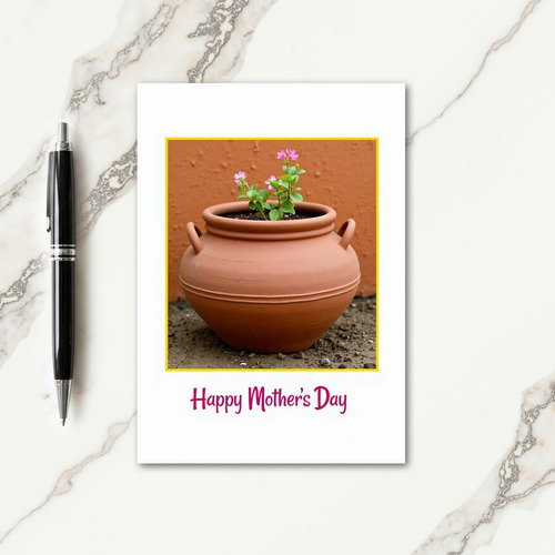 Pink Floral Mothers Day Pot Card