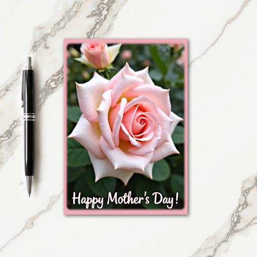 Pink Floral Rose Portrait Card