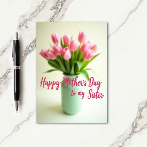 Pink Floral Sisters Day Card