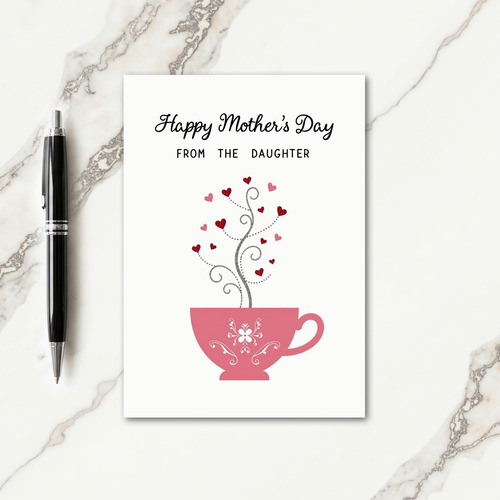Pink Floral Teacup Mothers Day Card