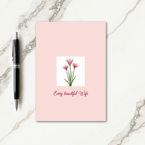 Pink Floral Wifes Day Card