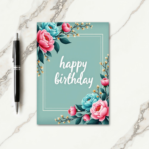 Pink Flower Birthday Card
