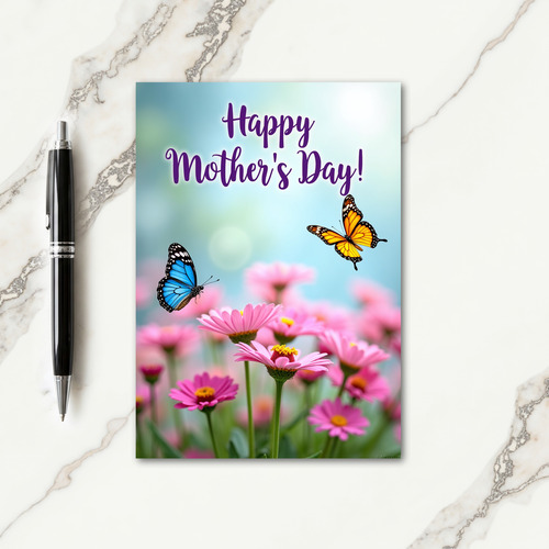 Pink Flower Happy Mothers Day Card