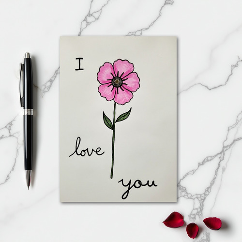 Pink Flower Love You Card