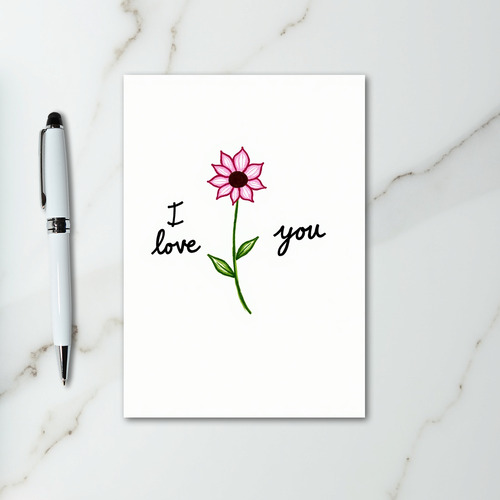 Pink Flower Love You Greeting Card