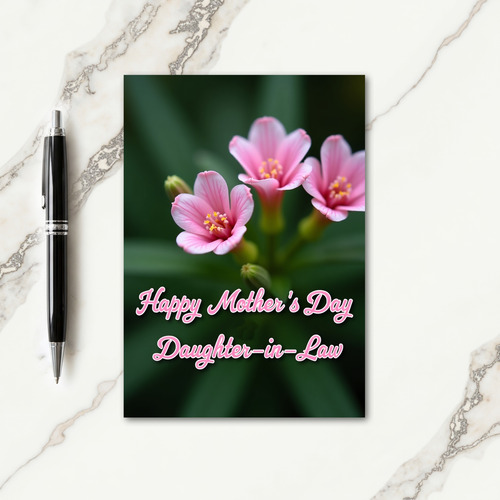 Pink Flowers Mothers Card
