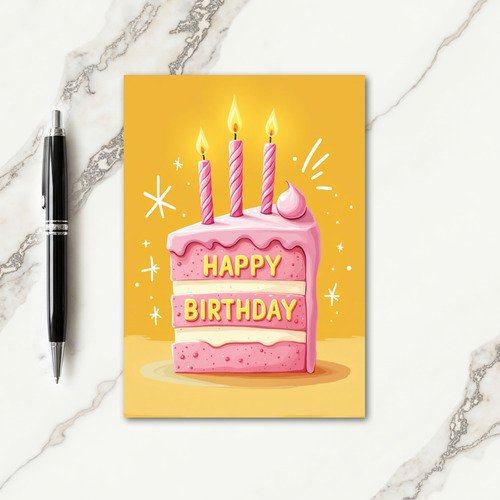 Pink Frosted Cake Birthday Card