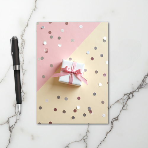 Pink Gift Box Party Card