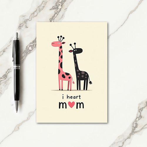 Pink Giraffe Moms Day Card