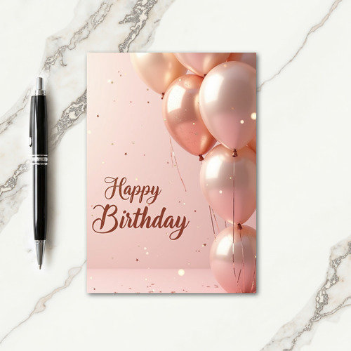 Pink Glitter Happy Birthday Card
