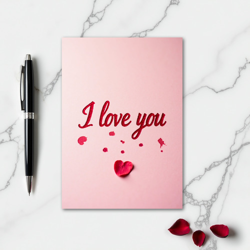 Pink Glitter I Love You Card