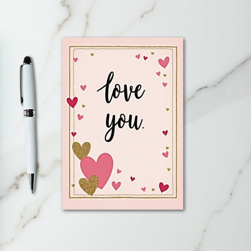 Pink Glitter Love You Card