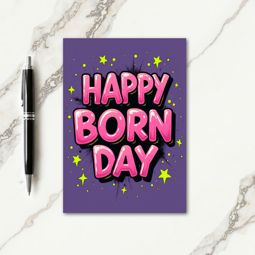 Pink Glossy Birthday Card