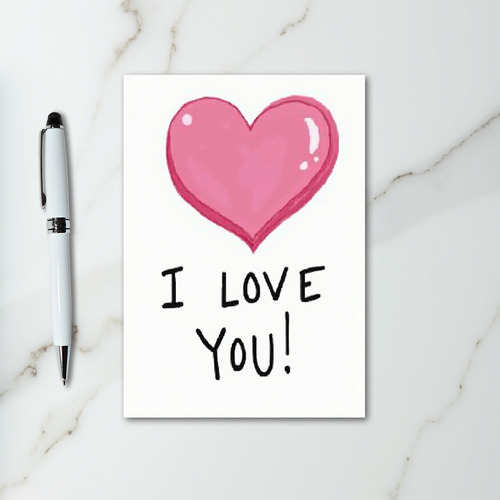 Pink Glossy Heart Love Card