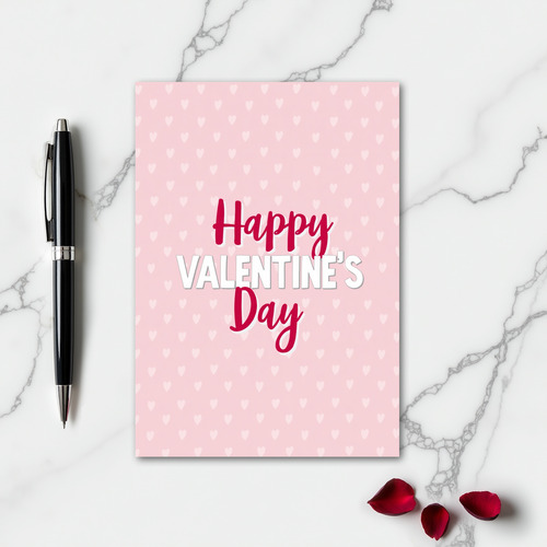 Pink Glossy Hearts Valentines Card