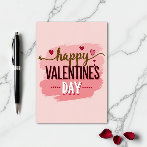 Pink Gold Happy Valentines Day Card