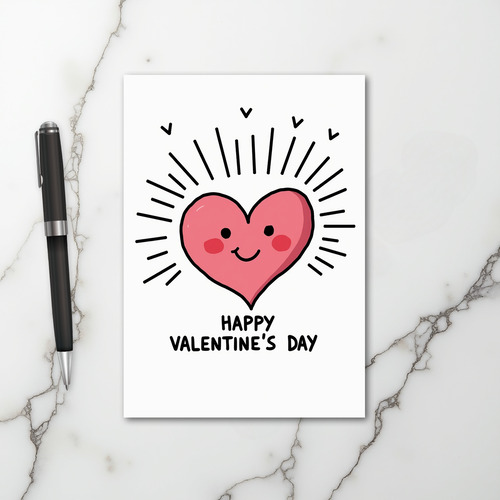 Pink Happy Heart Valentines Day Card