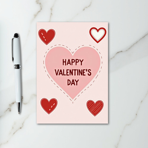 Pink Happy Hearts Valentines Card