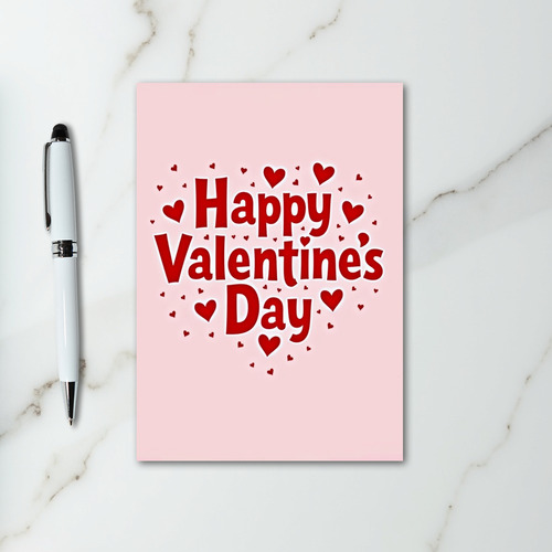 Pink Happy Pop Valentines Day Heart Card