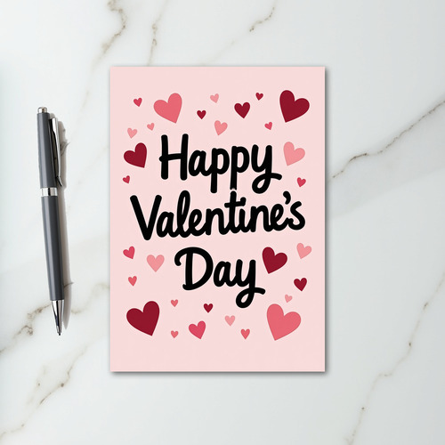 Pink Happy Script Valentines Day Card