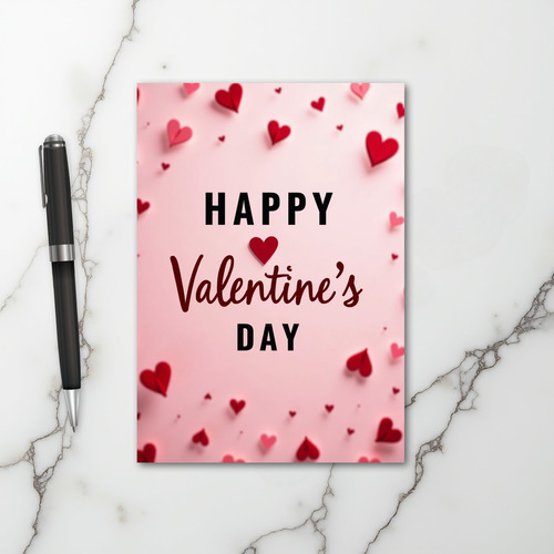 Pink Happy Valentines Day Card