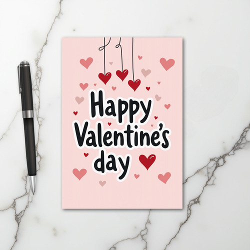 Pink Happy Valentines Day Doodle Card