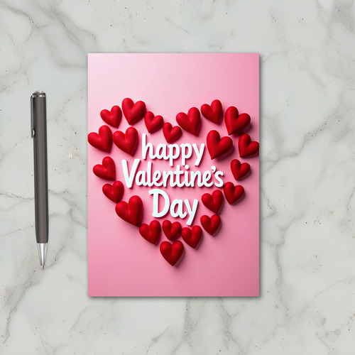 Pink Happy Valentines Day Hearts Card