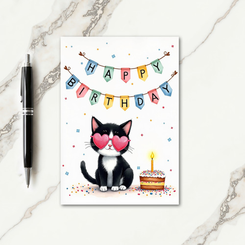 Pink Heart Birthday Card