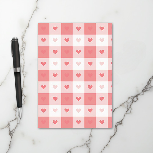Pink Heart Checkered Love Card