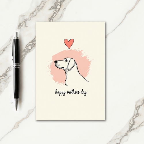 Pink Heart Dog Mothers Day Card