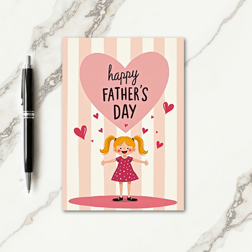 Pink Heart Fathers Day Love Card