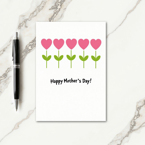 Pink Heart Floral Card