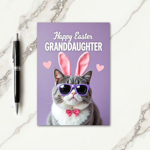 Pink Heart Granddaughter Easter Card
