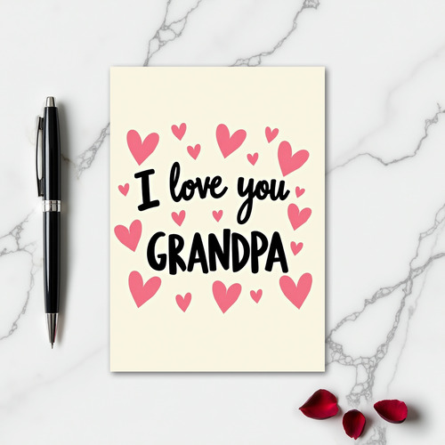 Pink Heart Grandpa Card