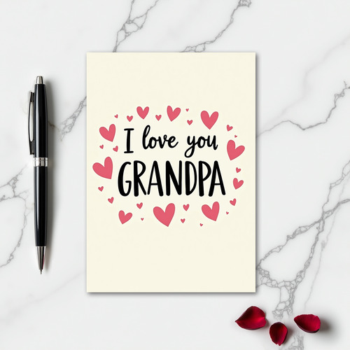 Pink Heart Grandpa Love Card