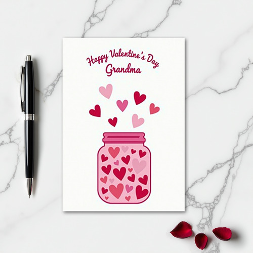 Pink Heart Jar Grandma Card