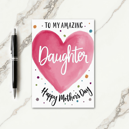 Pink Heart Mothers Day Design Card