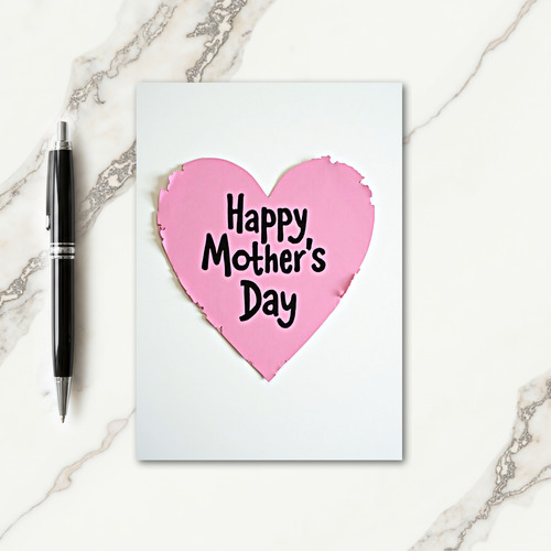 Pink Heart Mothers Day Greeting Card
