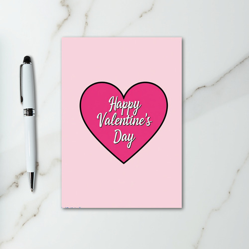 Pink Heart Script Valentines Day Card