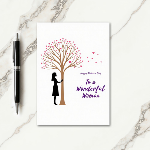 Pink Heart Silhouette Mothers Day Card
