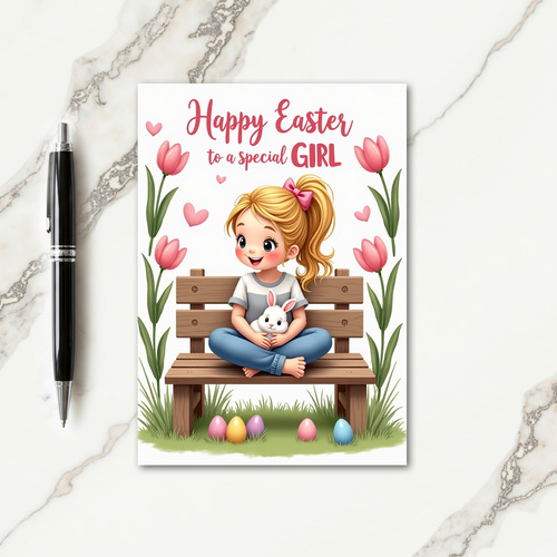 Pink Heart Springtime Scene Card