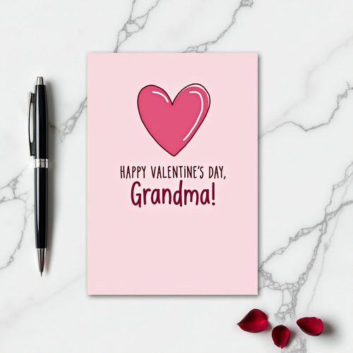 Pink Heart Valentines Day Grandma Card